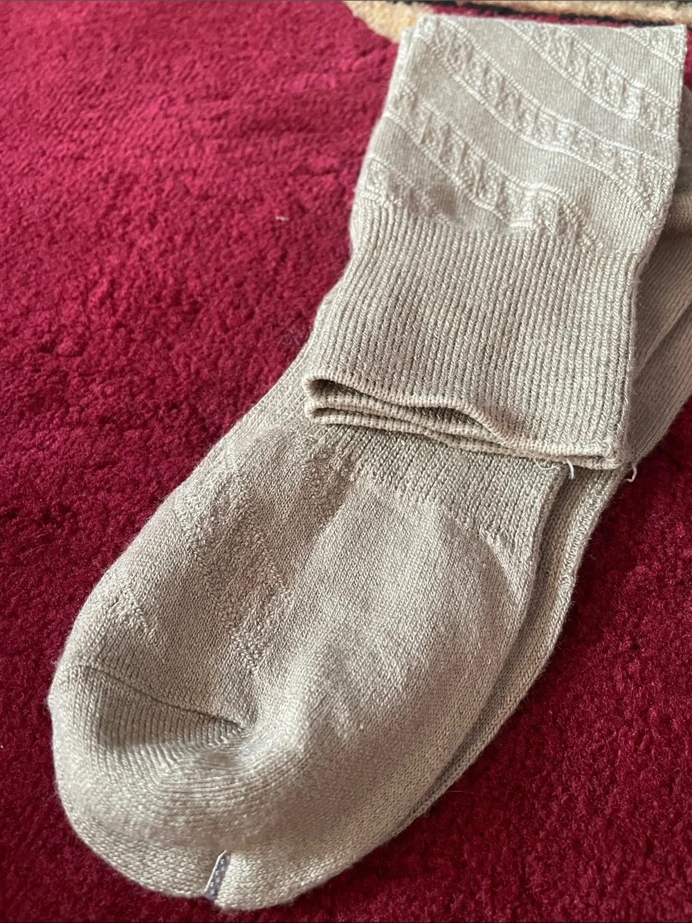 Men's Dress Crew Socks in Light Gray and Beige - Classic Neutral Pair